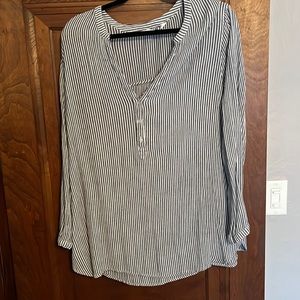 Long sleeve blue and white striped flowy top